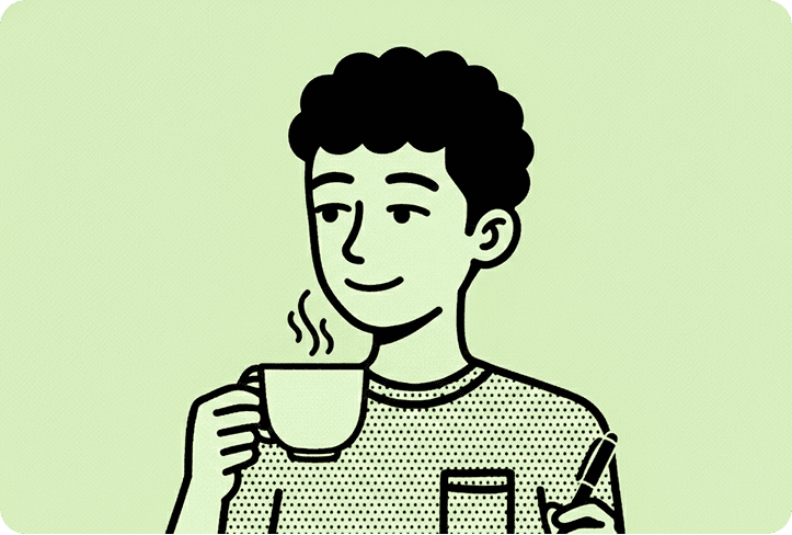 Ilustrasi Cowok Ngopi